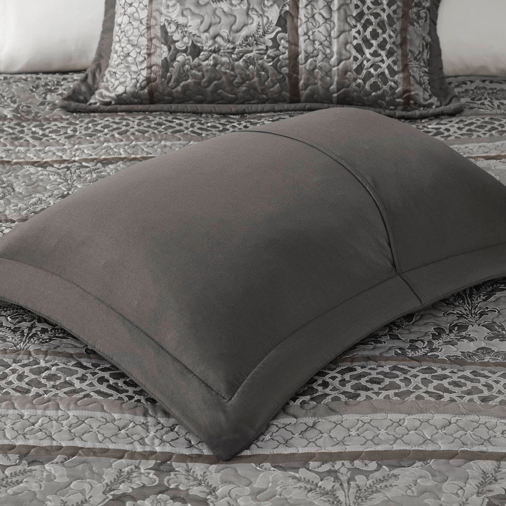 5-Piece King 5 Piece Reversible Jacquard Bedspread Set,Grey Media 6