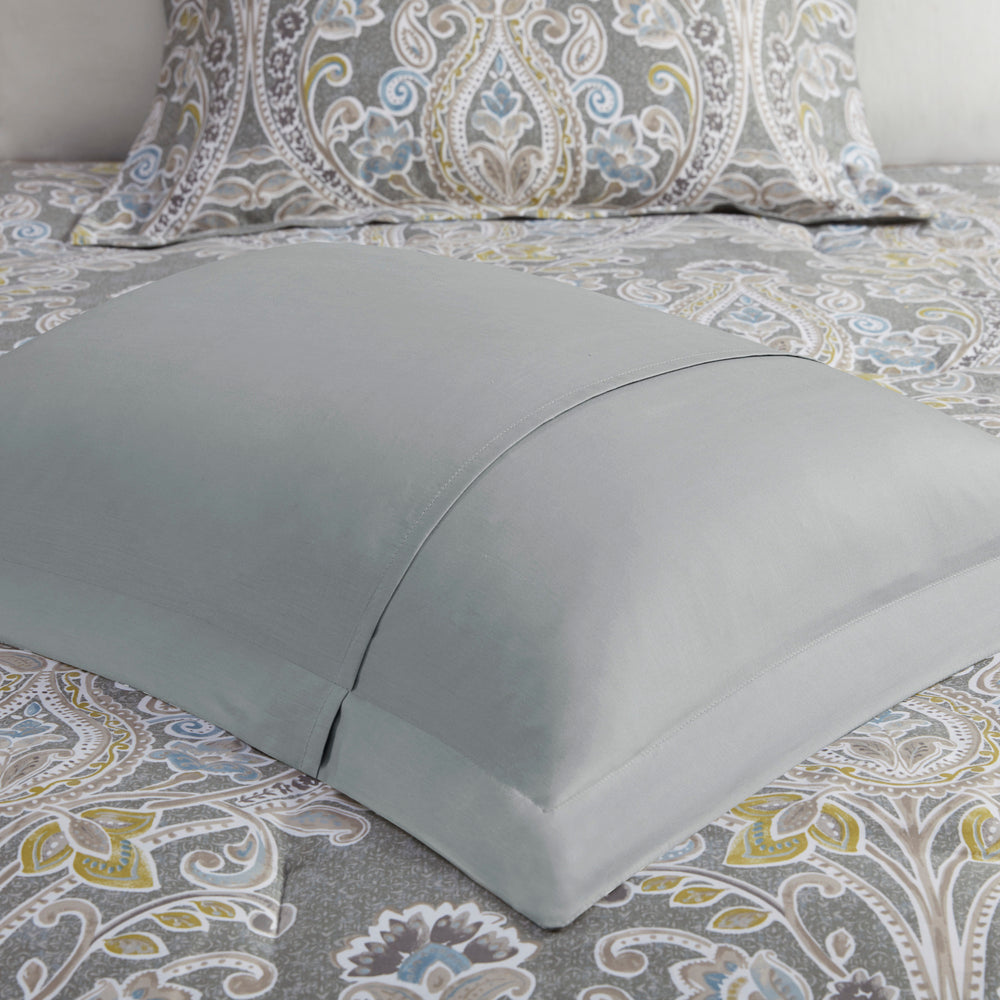 6 Piece Cotton Comforter Set Grey Queen Media 15