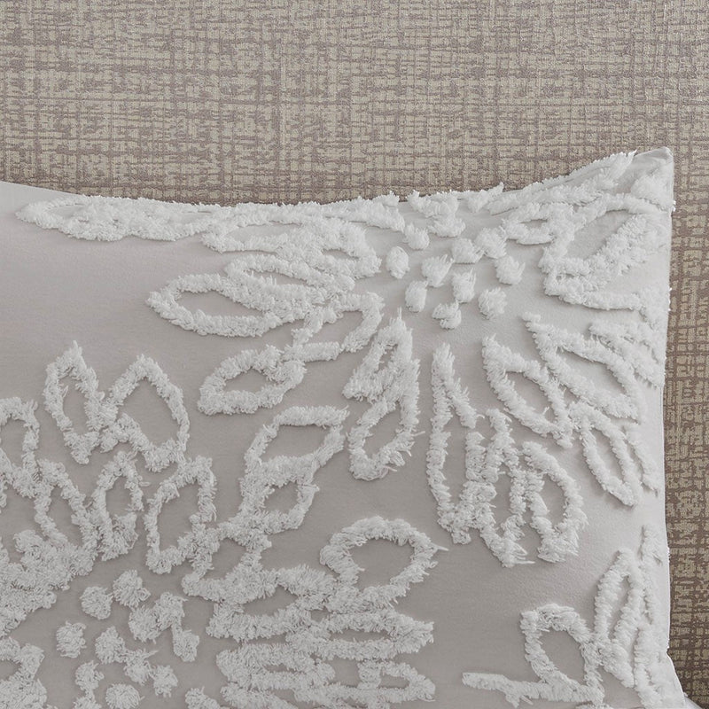 King/Cal King 3 Piece Tufted Cotton Chenille Floral Duvet Cover Set