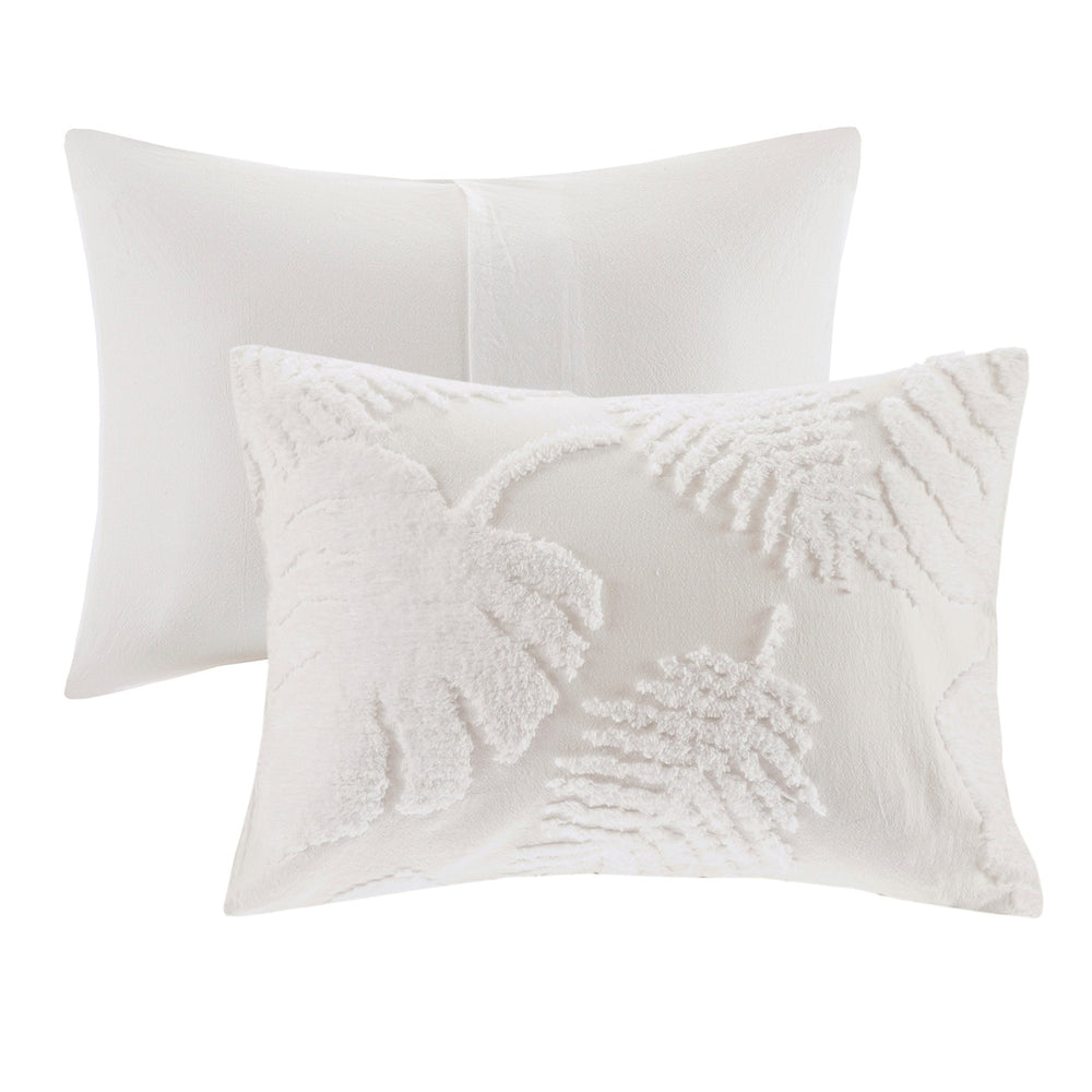 3 Piece Tufted Cotton Chenille Palm Comforter Set Off-White King/Cal King Media 8