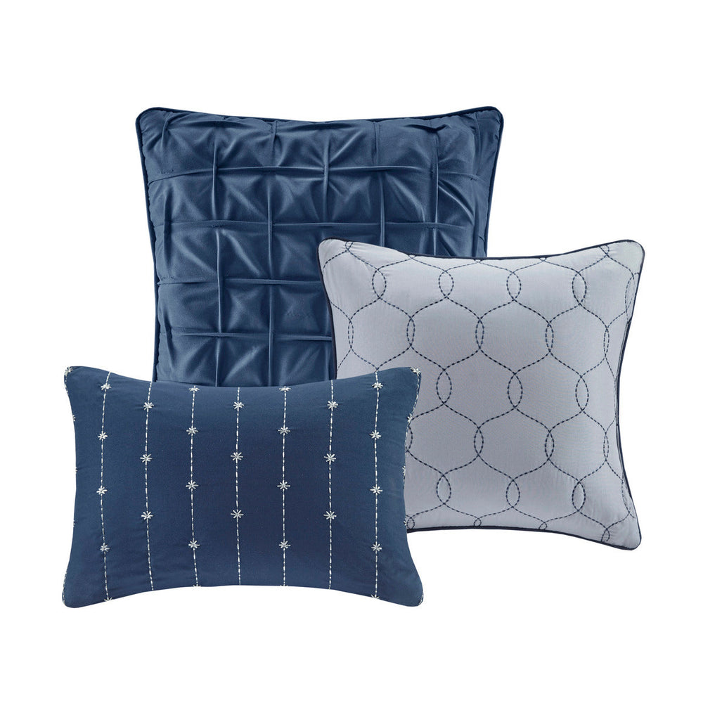 7 Piece Printed Seersucker Comforter Set Navy King Media 10