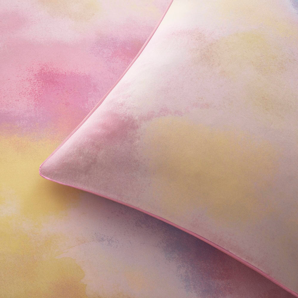 4 Pieces King/Cal King Watercolor Tie Dye Printed Comforter Set with Throw Pillow,Pink Media 14