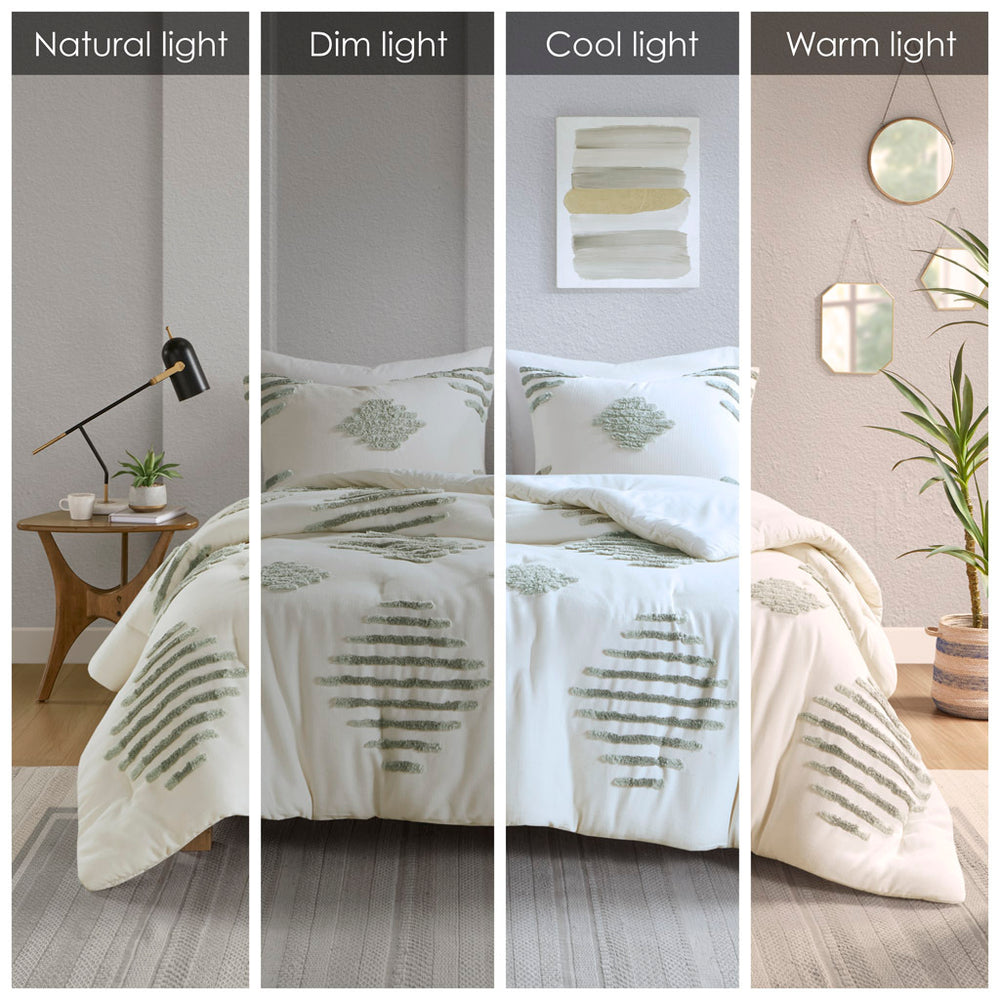 Full/Queen 3 Piece Cotton Blend Chenille Comforter Set Media 4