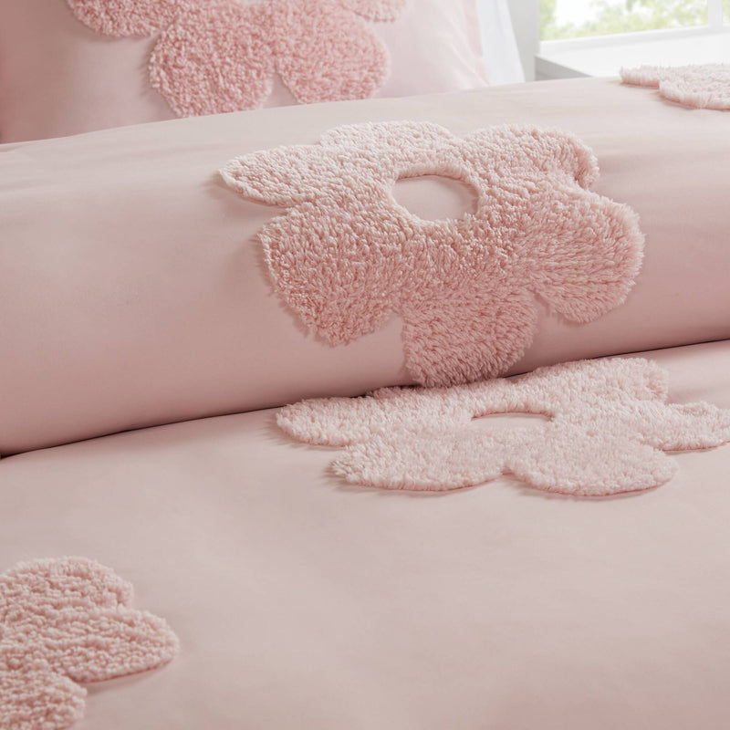 Floral Reversible Tufted Chenille Duvet Cover Set