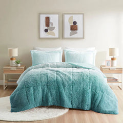 Ombre Shaggy Long Fur Comforter Mini Set perspective