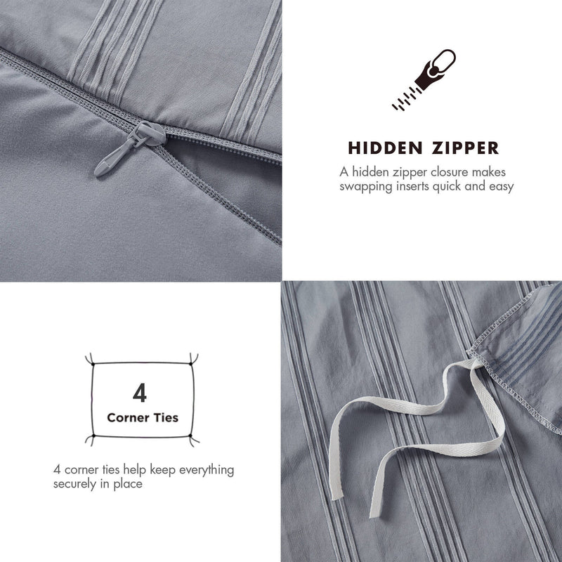 3-Piece Queen Woven Striped Duvet Set