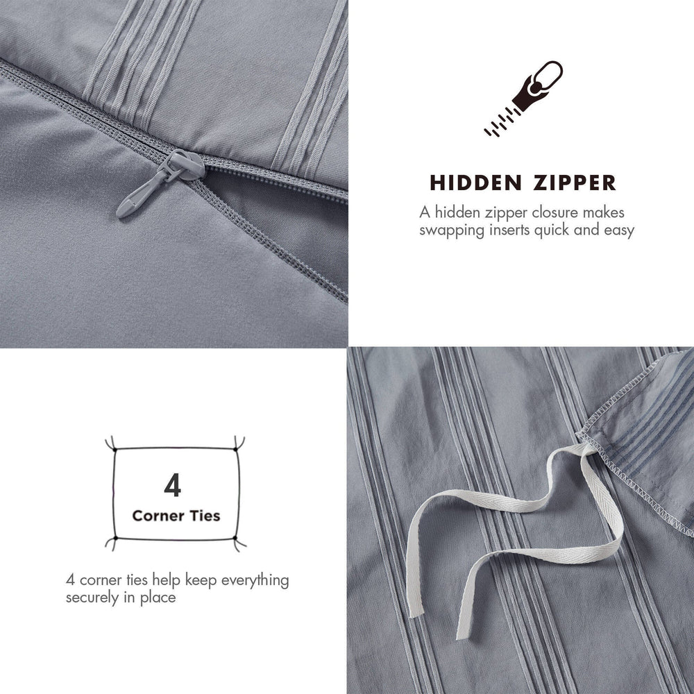 3-Piece Cal King Woven Striped Duvet Set Media 5