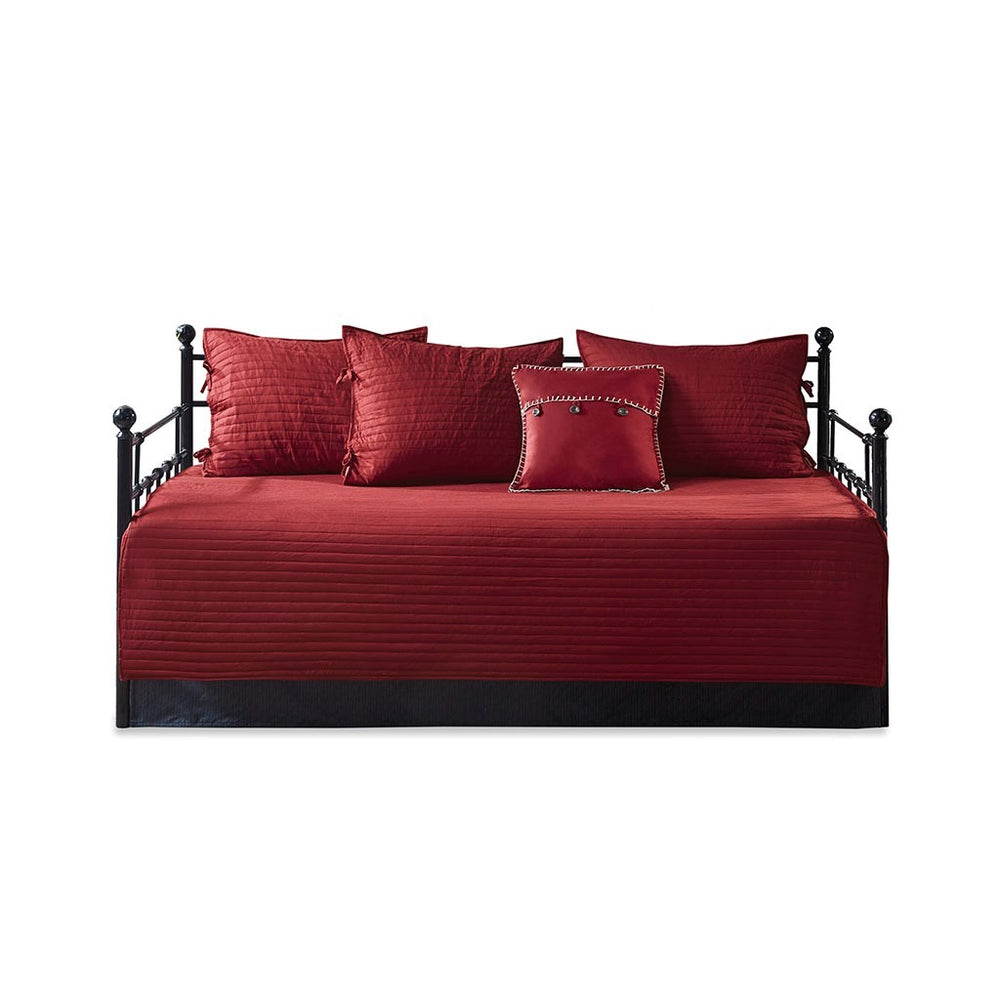 6 Piece Reversible Plaid Daybed Cover Set Red Daybed Media 4