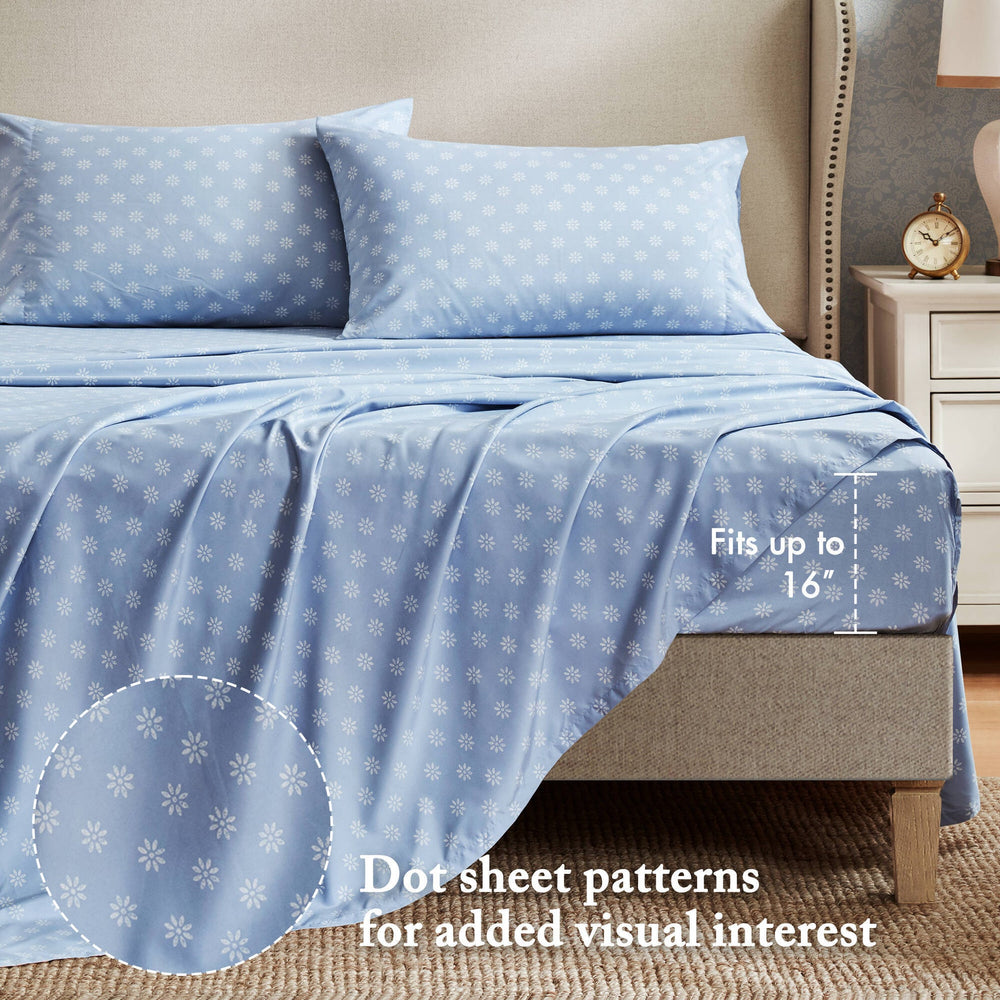 7-Piece Full 7 Piece Vin -inspired Collection floral print,Beige/Blue Media 4