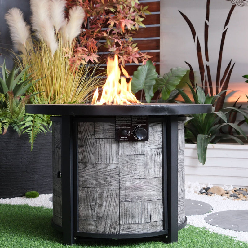 Outdoor Propane Fire Pit Concrete Stonecrest & Lava Rocks Cover Included