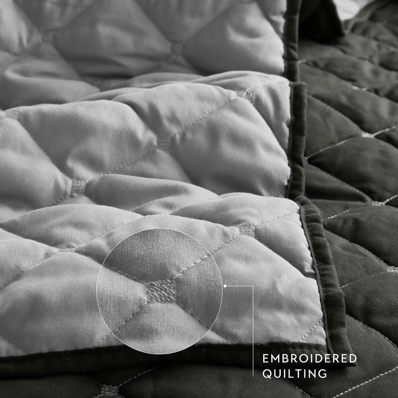 7 Piece Stripe Comforter and Quilt Set-King/Cal King