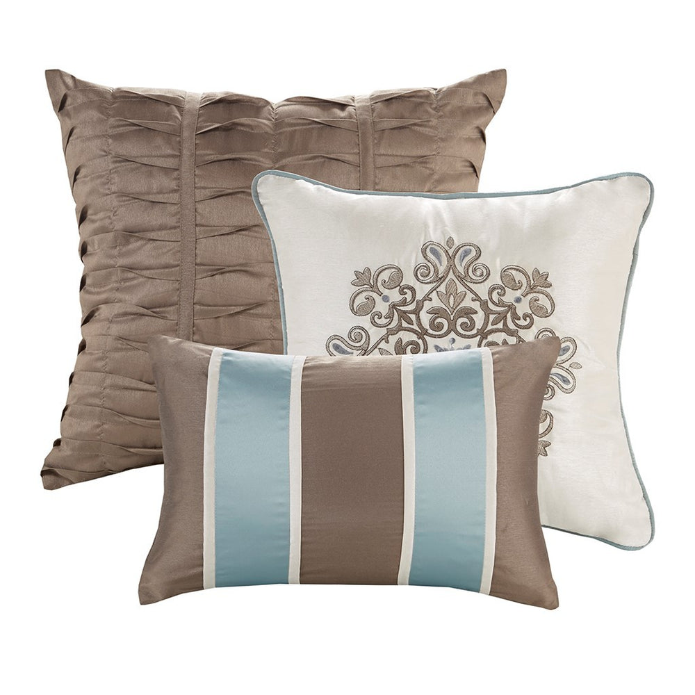 Jacquard 7 Piece Comforter Set Blue Queen Media 4