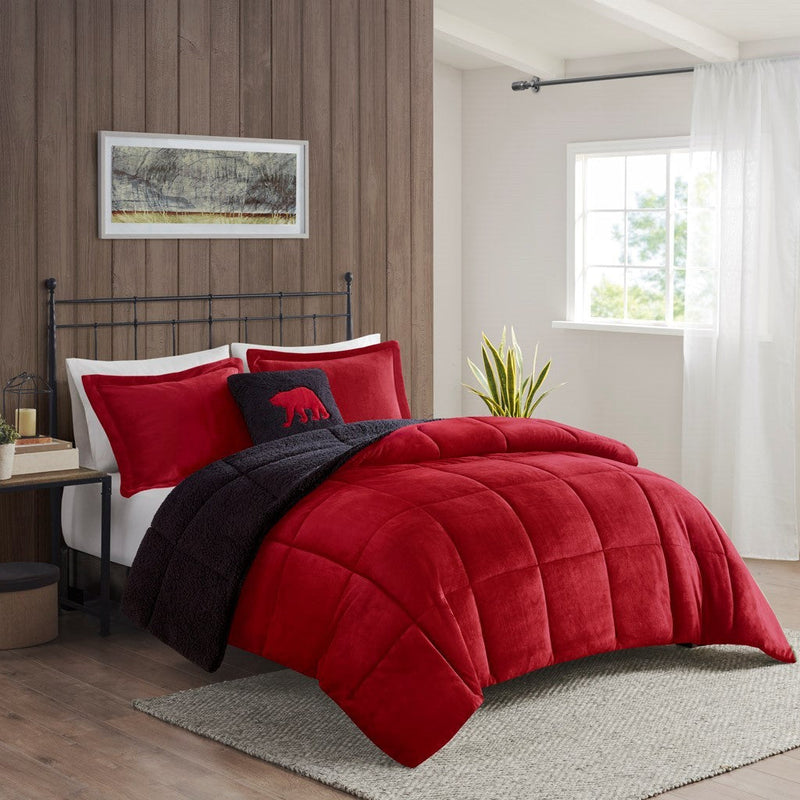 Full/Queen Plush to Sherpa Down Alternative Comforter Set