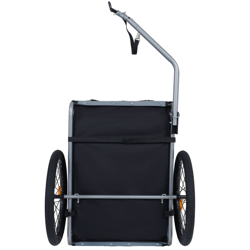 Large Folding Bike Trailer for Dogs – 66LB Capacity All-Terrain Pet Carrier, Durable Steel Frame for Cycling, Jogging, Camping & Outdoor Adventures, Black- Gray