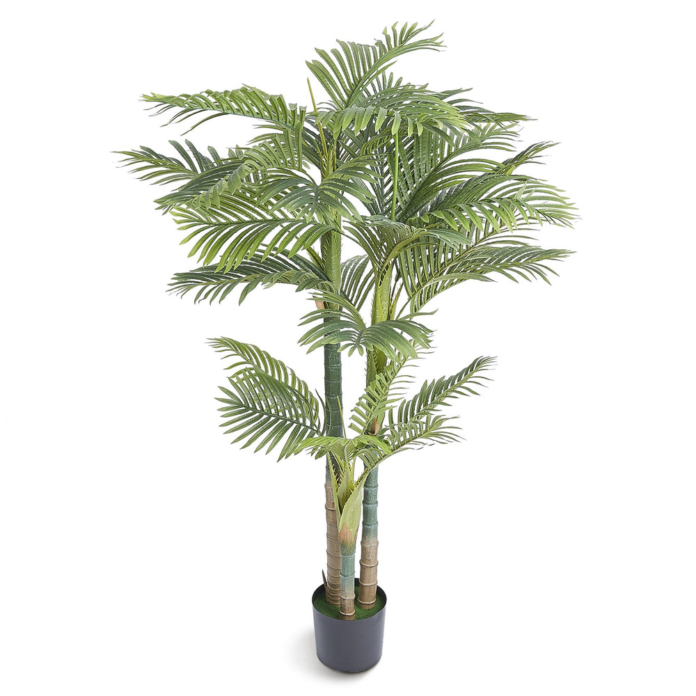 Artificial Gold Cane Palm Tree, 6.5 FT Tall Faux Plant, PE Material & Anti-Tip Tilt Protection Low-Maintenance Plant, Lifelike Green Fake Tree for Home Office Warehouse Decor Indoor Outdoor Media 1