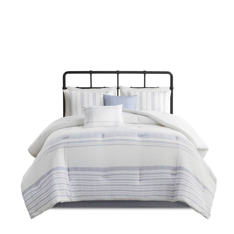 6 Piece Cotton Jacquard Oversized Comforter Set-Full