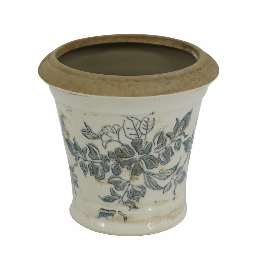 5.3x5.3x5.1' Ceramic Planter with Floral Pattern, Set of 4 Media 6