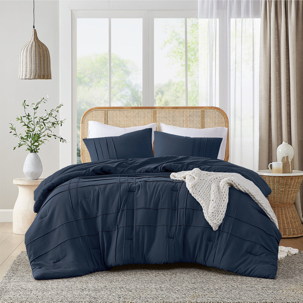 3-Piece Cal King Soft Washed Pleated Comforter Set Media 5