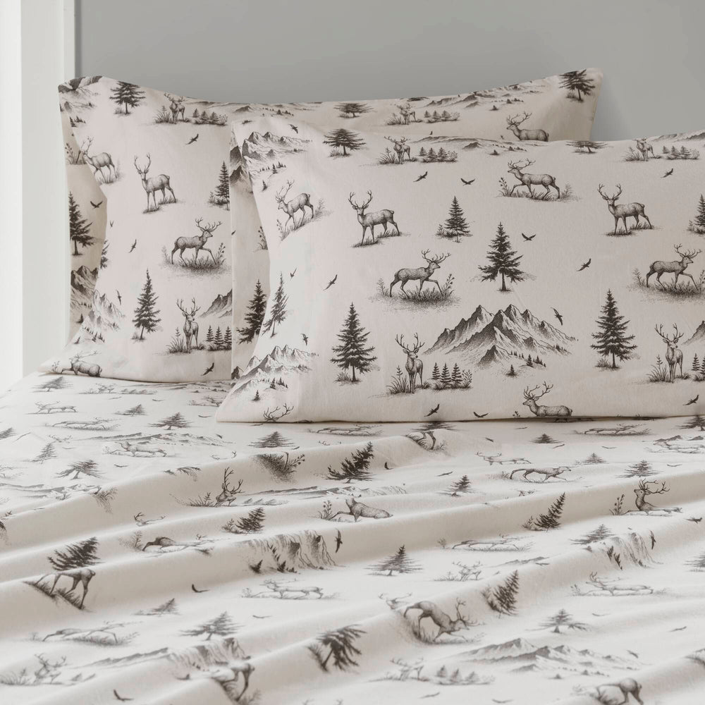 4 PCS King Sheet Set Gray Deer Toile Media 16