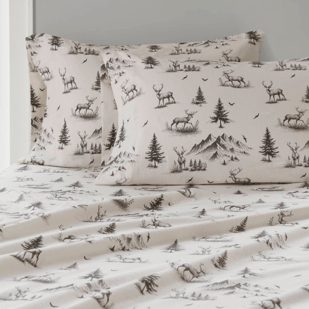 4 PCS King Sheet Set Gray Deer Toile Media 16
