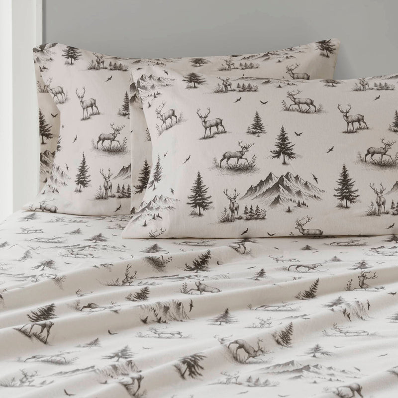 4 PCS King Sheet Set Gray Deer Toile