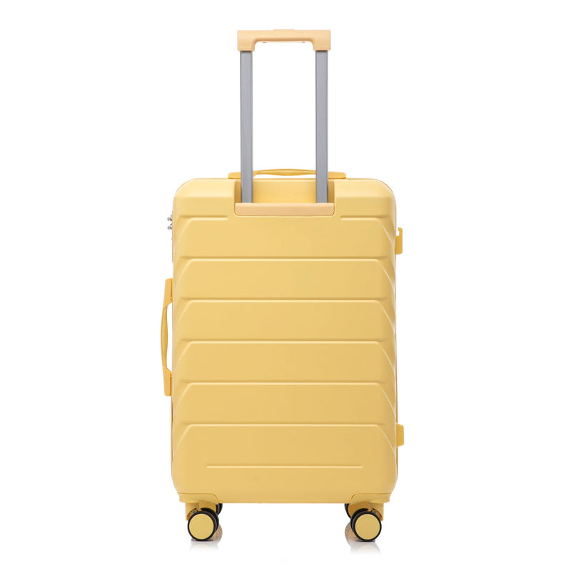 ABS Luggage Set Spinner Wheel 3-Piece Yellow Waterproof Travel Case 20 24 28 Inch