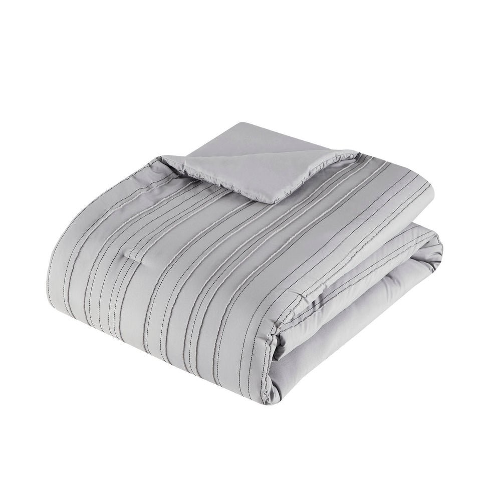 3 PCS Twin/Twin XL Cationic Dyed Clip Jacquard Comforter Set with Throw Pillow Gray Media 8