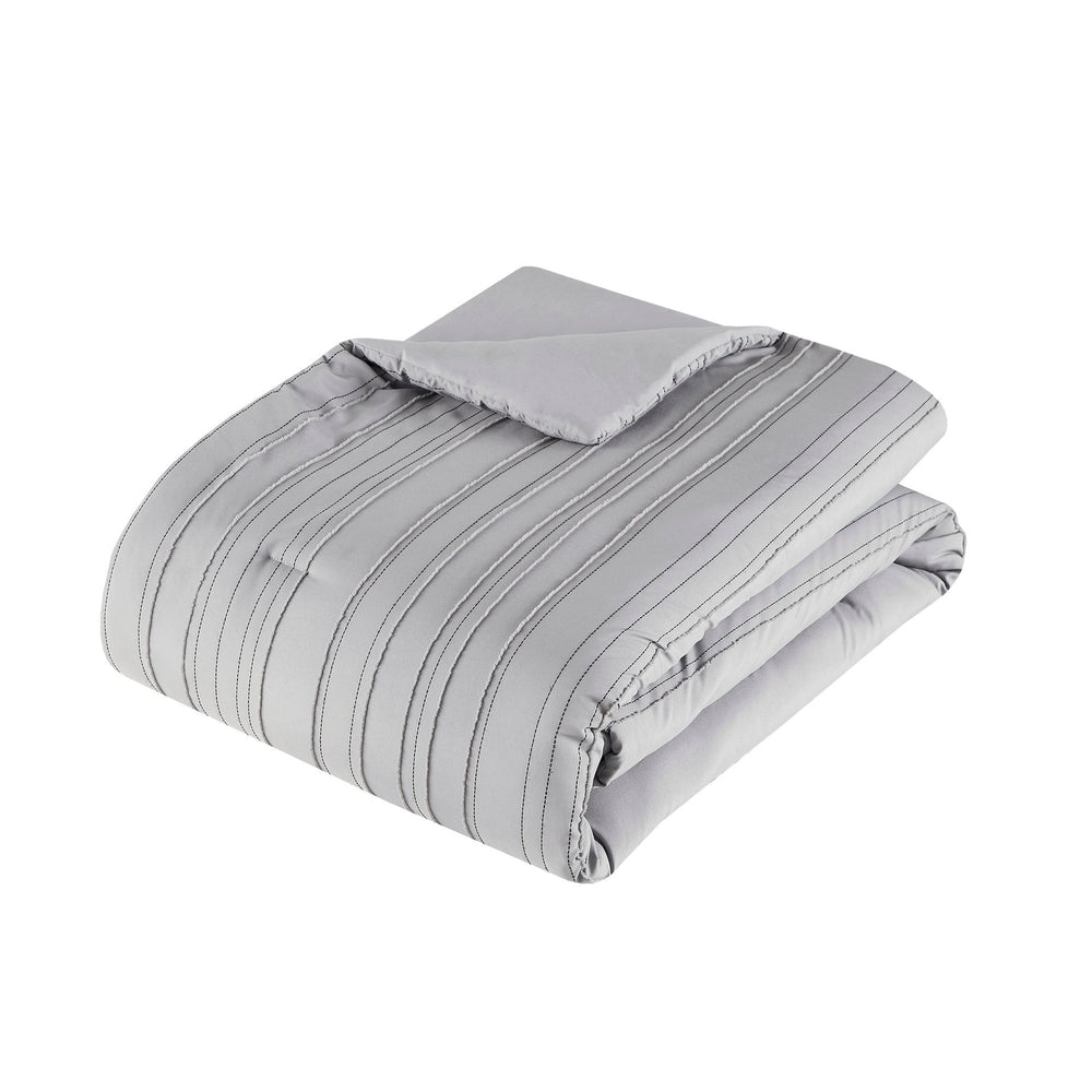 3 PCS Twin/Twin XL Cationic Dyed Clip Jacquard Comforter Set with Throw Pillow Gray Media 8