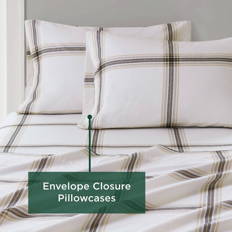 4 PCS Full Sheet Set Tan Plaid