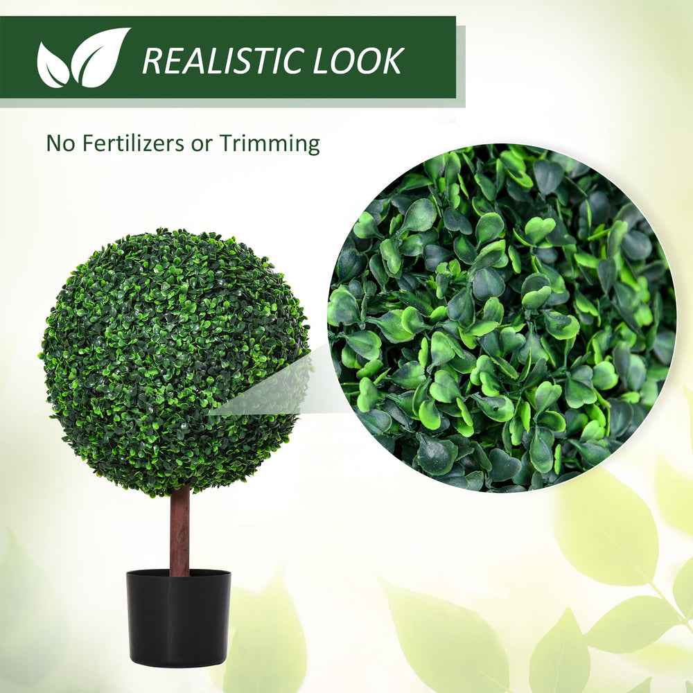 23.5' Artificial Boxwood Topiary Ball Tree, Fake Decorative Plant, Nursery Pot Included for Home, Balcony, Backyard and Garden Media 6