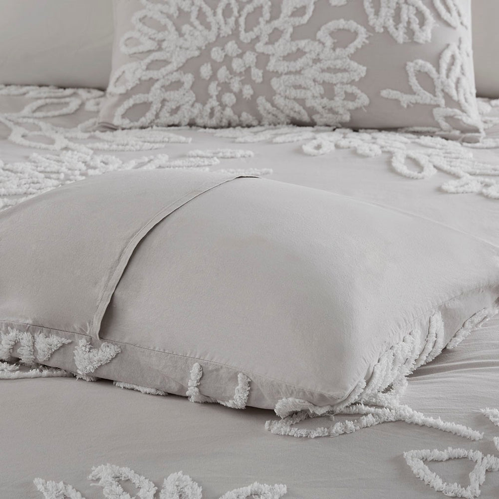 Full/Queen 3 Piece Tufted Cotton Chenille Floral Duvet Cover Set Media 12