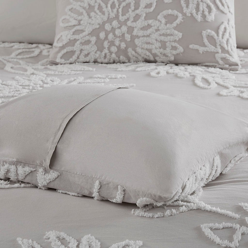 Full/Queen 3 Piece Tufted Cotton Chenille Floral Duvet Cover Set Media 12