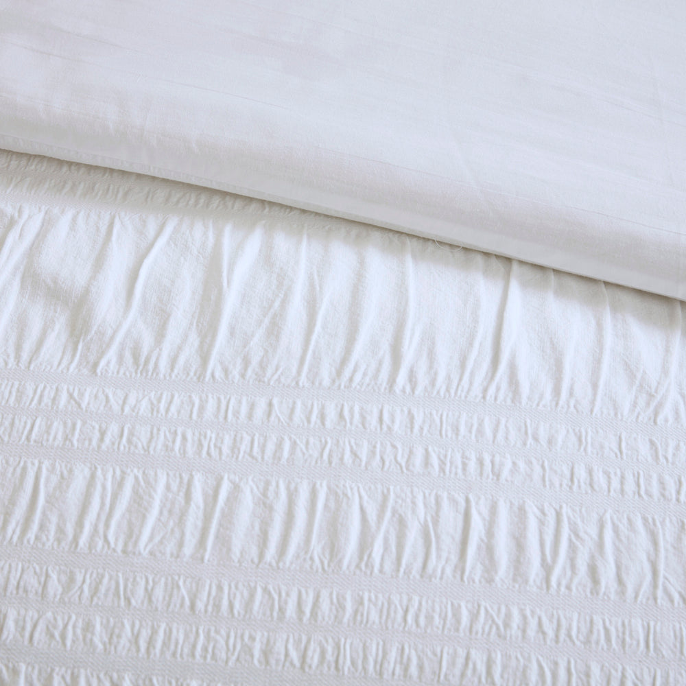 King/Cal King 4 Piece Cotton Seersucker Duvet Cover Set Media 13