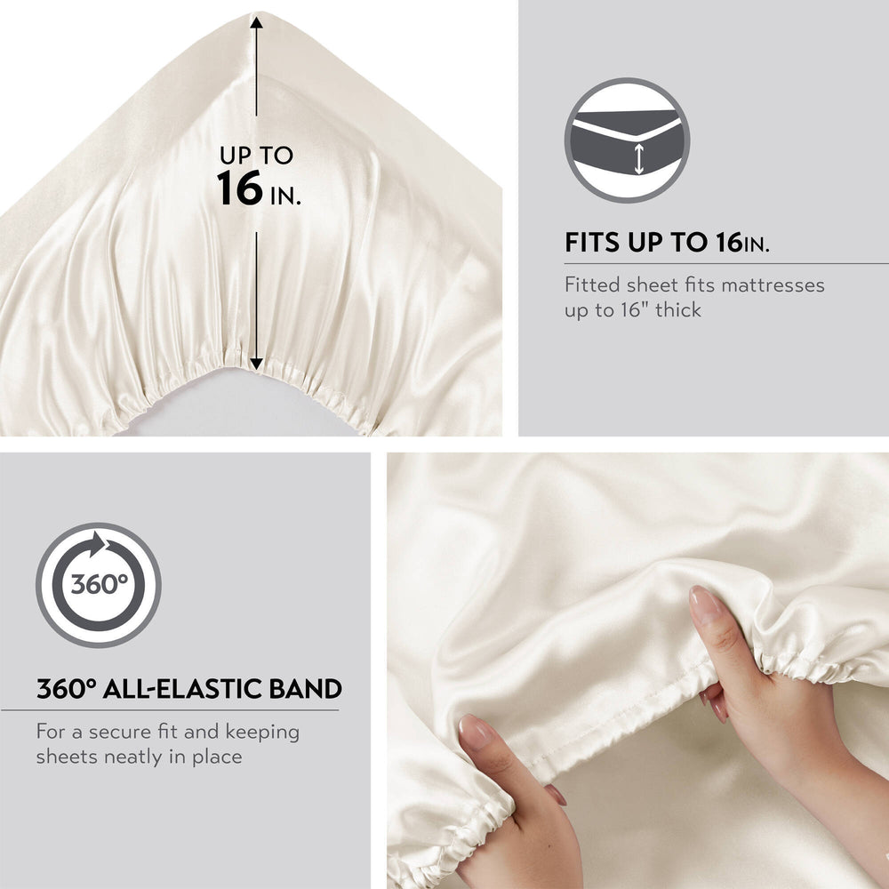 4 PCS Twin Luxury Sheet Set Ivory Media 5