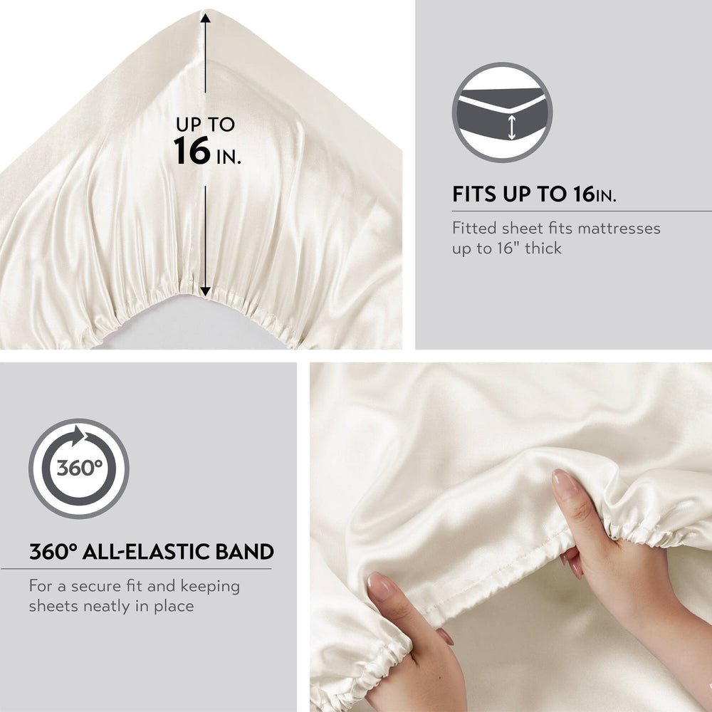 4 PCS Twin Luxury Sheet Set Ivory Media 5