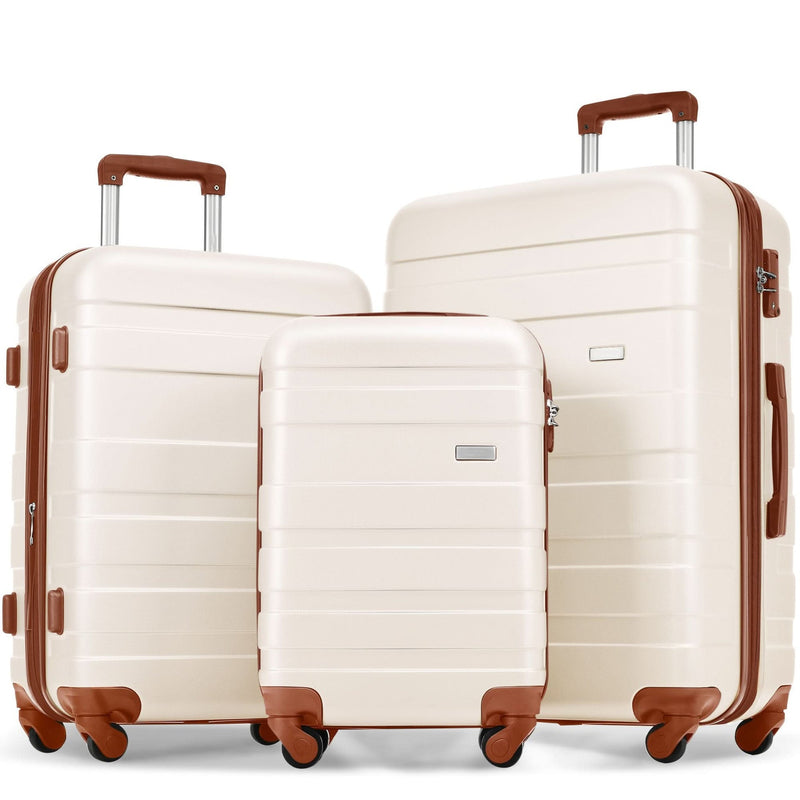 ABS Luggage Set Lightweight Hardside 3 Piece & Spinner Wheels & TSA Lock System
