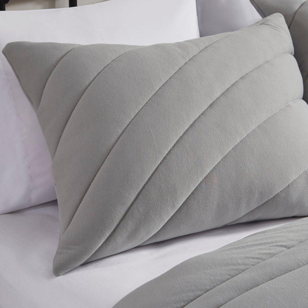 3 PCS Full/Queen Poly Jersey Puffy Comforter Set Gray Media 14