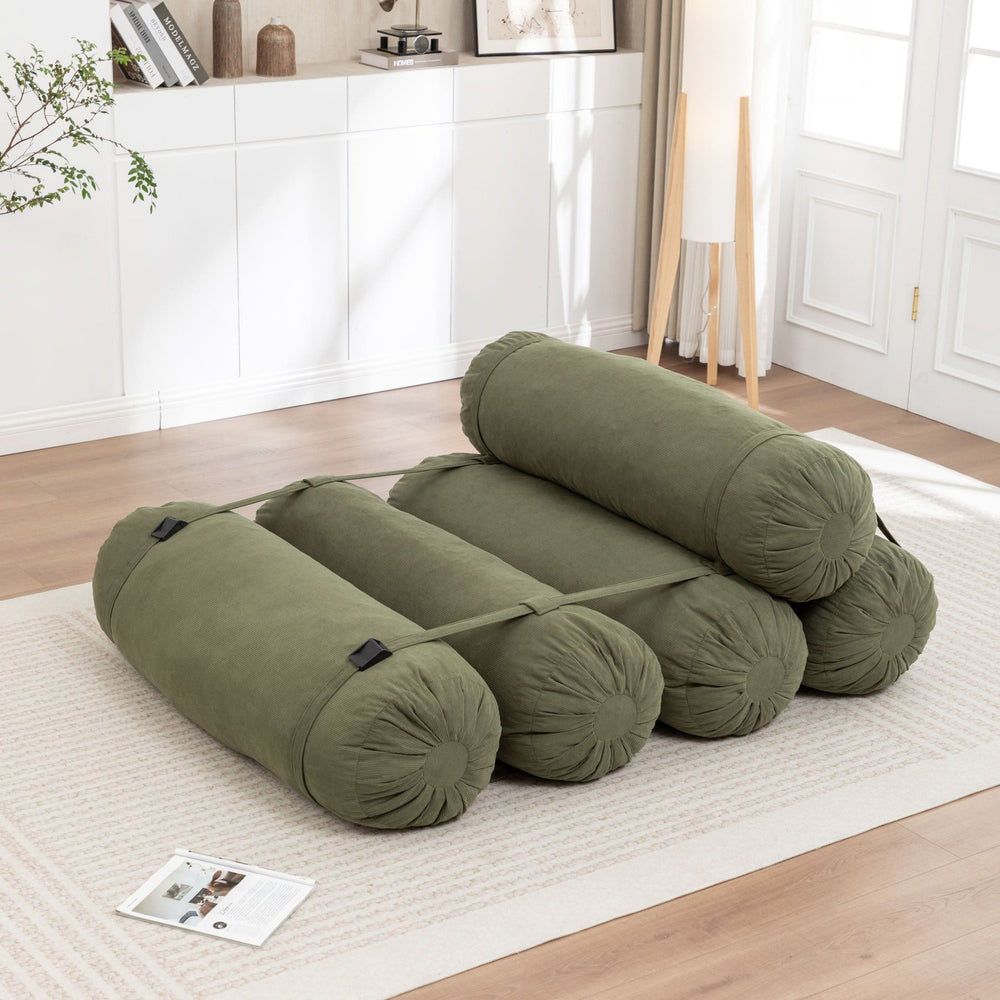 Corduroy Floor Sofa With Adjustable Straps & Multi Person Lounge Chair Media 3
