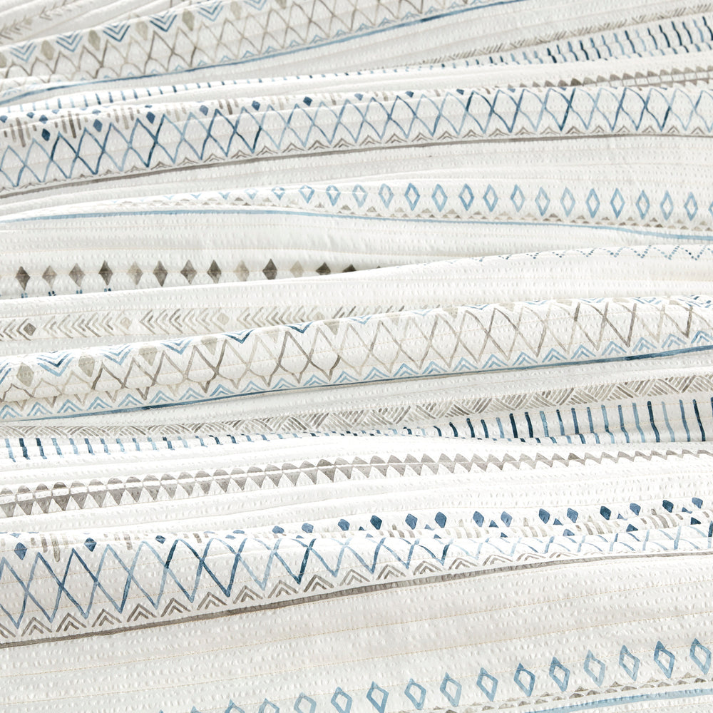 3 Piece   Seersucker Quilt Set Taupe/Blue King/Cal King Media 11