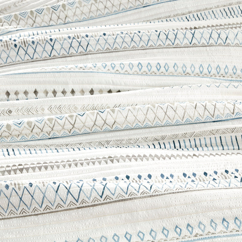 3 Piece   Seersucker Quilt Set Taupe/Blue King/Cal King