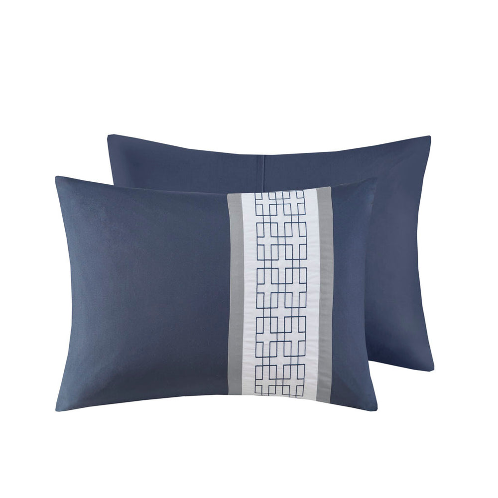 8 Piece Embroidered Comforter Set Navy Cal King Media 15
