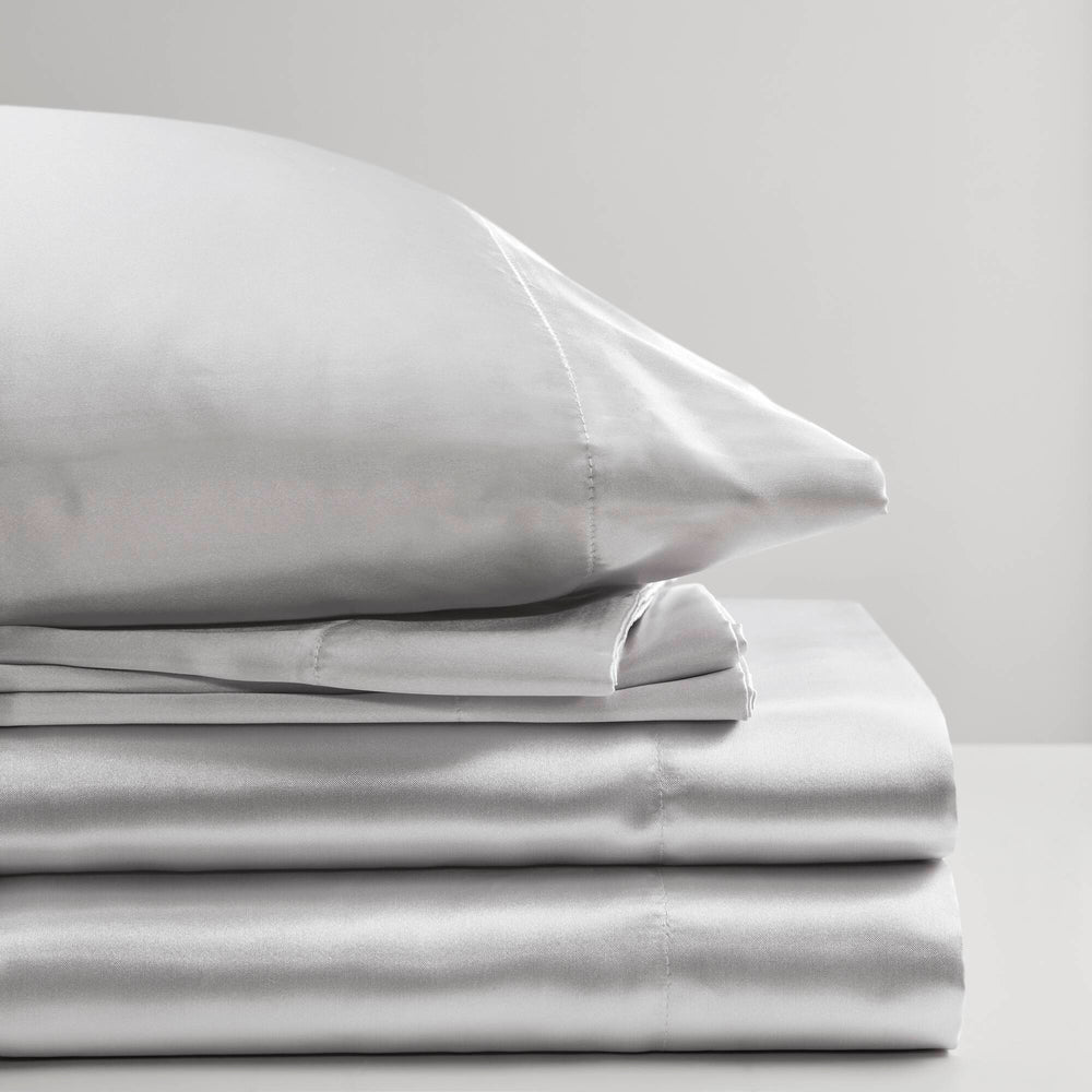 4 PCS Twin Luxury Sheet Set Light Grey Media 11
