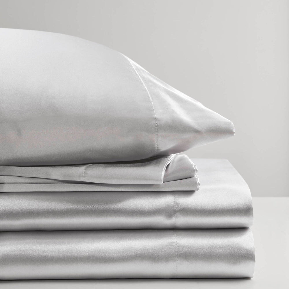 4 PCS Twin Luxury Sheet Set Light Grey Media 11