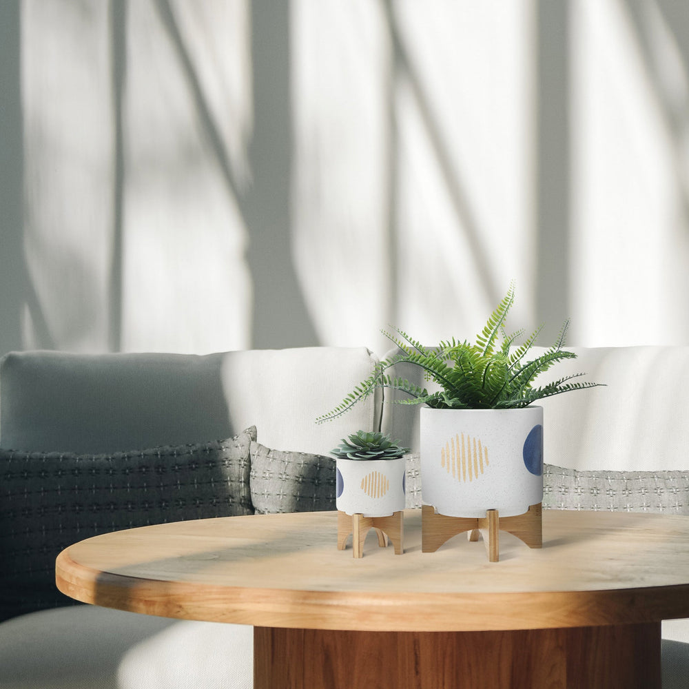 S/2 5/8' FUNKY PLANTER W/ STAND, WHITE Media 8