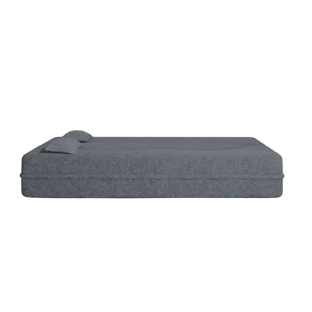 Sofa Bed Teddy Fabric Modern Grey Full Size Living Room Lounge Area Media 14