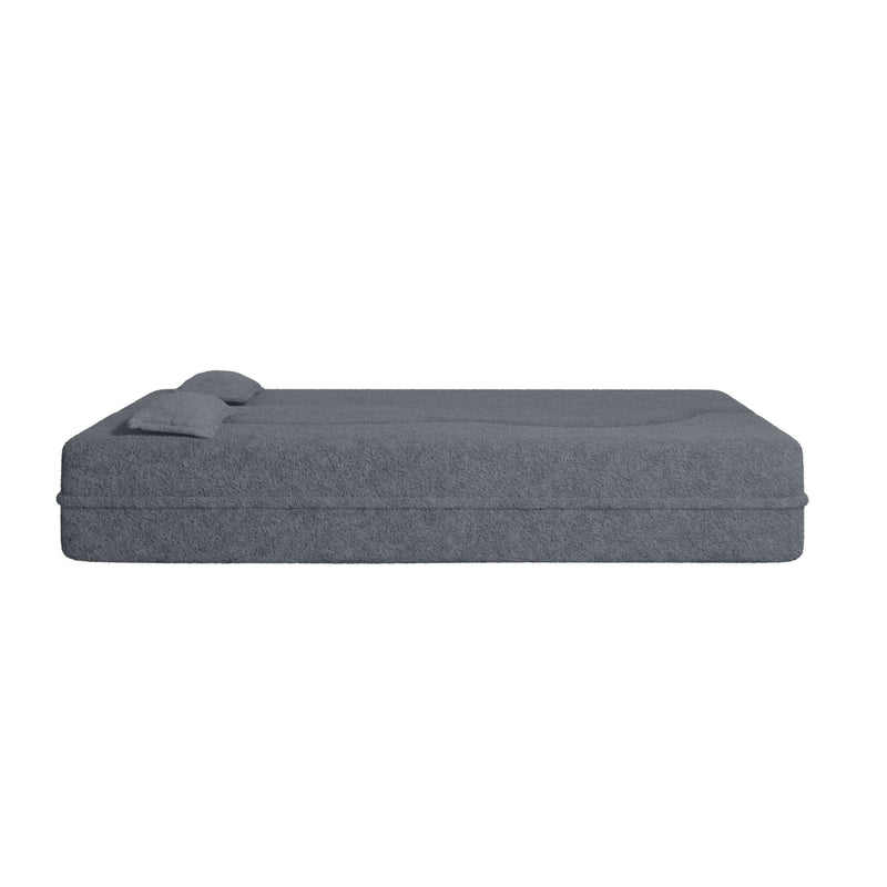 Sofa Bed Teddy Fabric Modern Grey Full Size Living Room Lounge Area