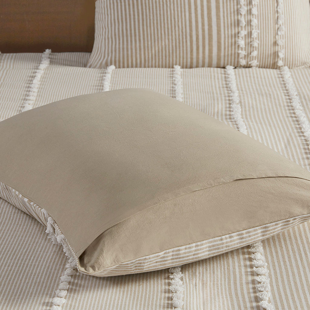 Full/Queen 3 Piece Cotton Yarn Dyed Duvet Cover Set Media 5