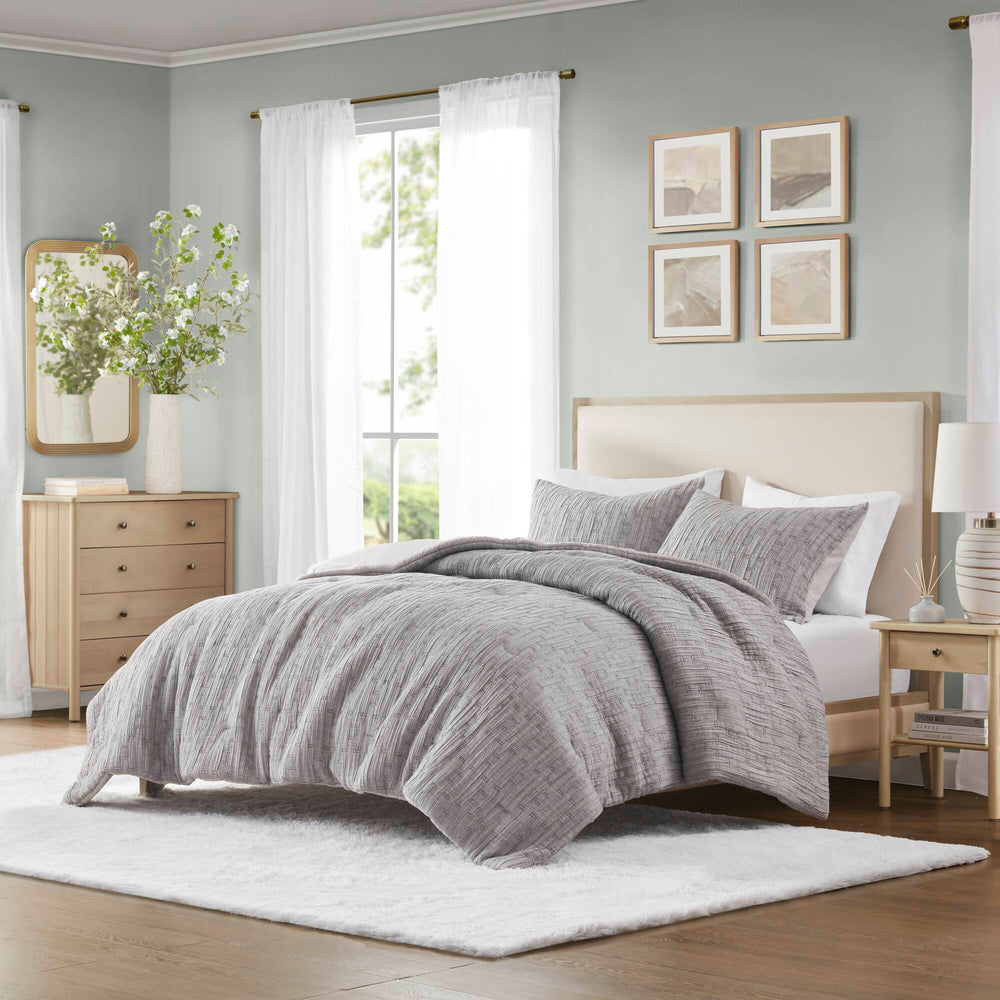 3 Pc solid soft bedding set modern style King/Cal King 100% cotton all season sheets-Charcoal sateen weave bed-sheets Media 1