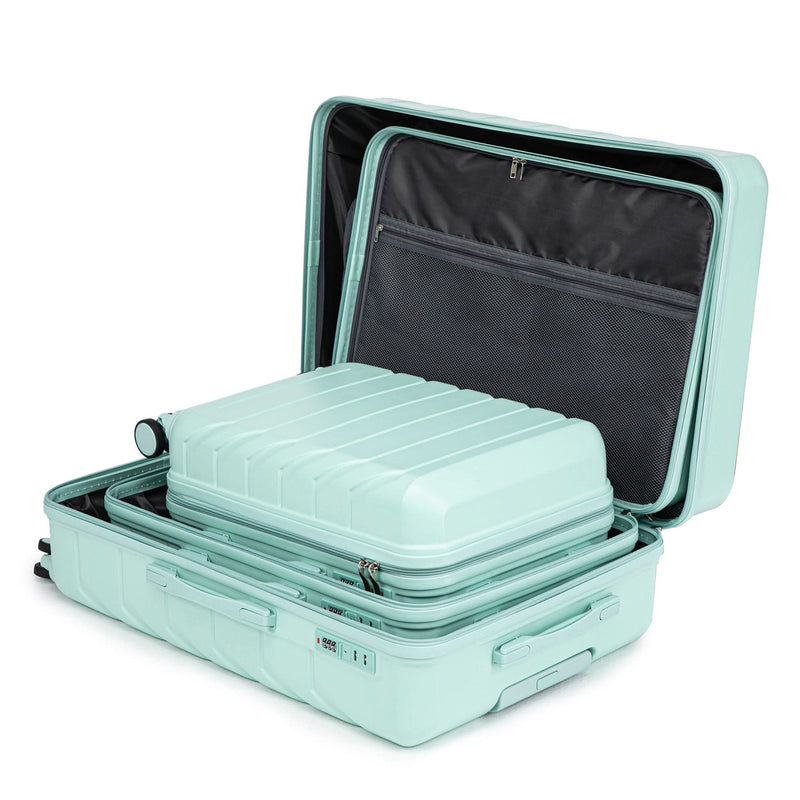 ABS Spinner Luggage Mint Green Durable 3 Piece Set & Combination Lock