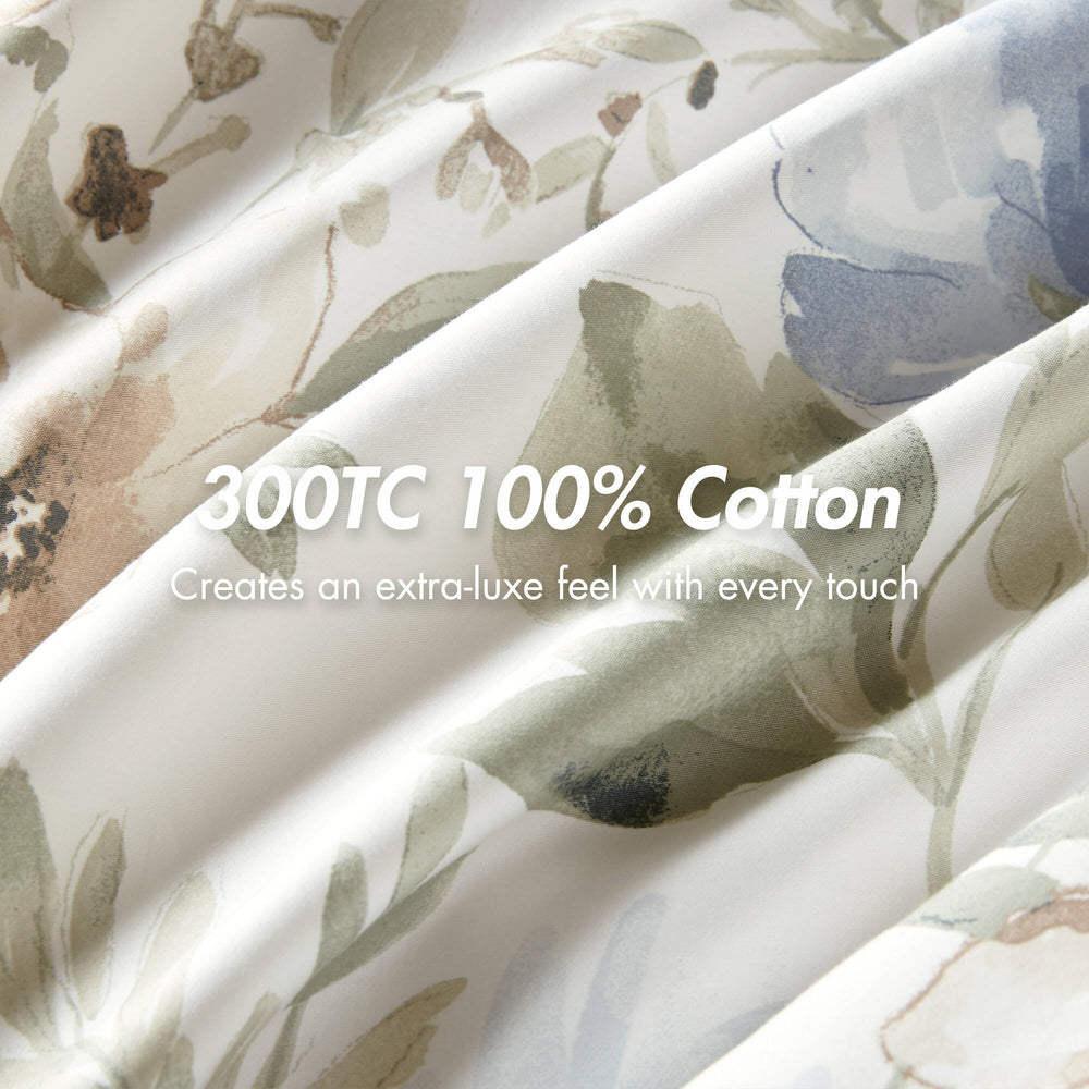 6PCS King Cotton Sateen Print Oversized Comforter Set Media 5